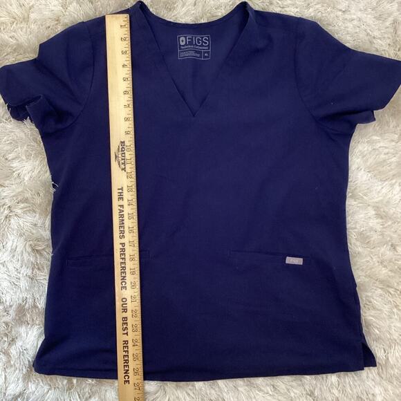 Figs Technical Collection Women’s Scrub Top Navy Blue XL Pockets Medical Nurse - Picture 9 of 11
